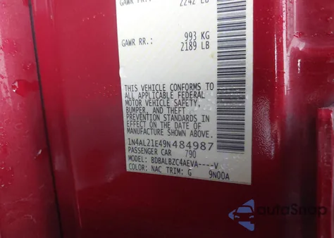 2009 Nissan Altima 2.5 S from USA, damaged, VIN 1N4AL21E49N484987